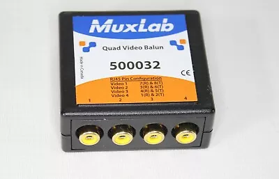 MUXLAB QUAD VIDEO BALUN WITH RCA CONNECTORS CAT 5e/6 TO RCA • $18.21