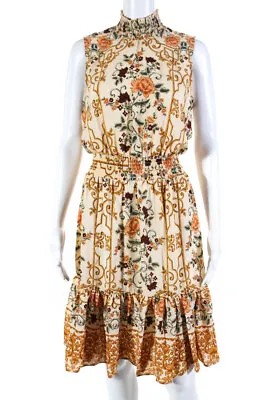 Nanette Nanette Lepore Womens Crepe Floral Sleeveless A-Line Dress Beige Size 6 • $41.49