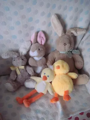 Bundle Of John Lewis Waitrose Easter Bunny Rabbit & Chick  Soft Toys Plush. • £19.99