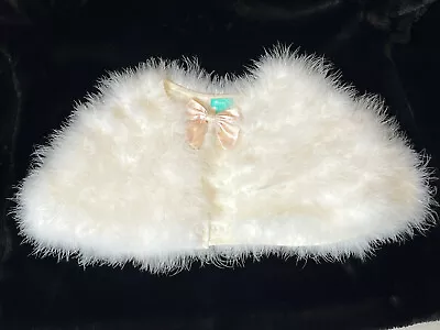 Girls Age 10-13 Years Monsoon Feather Ivory Cape Shrug Cropped Bolero Fur Wrap • £30