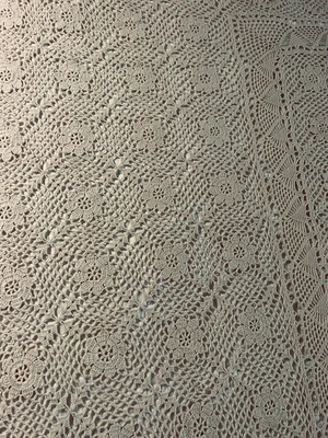 $9.95 • Buy Vintage Handmade Hand Crochet Tablecloth 65x96 #788
