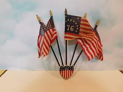 Vintage 5 Flag Holder Cars Trucks Bikes Motorcycles 48 Star & 76 Flags • $75