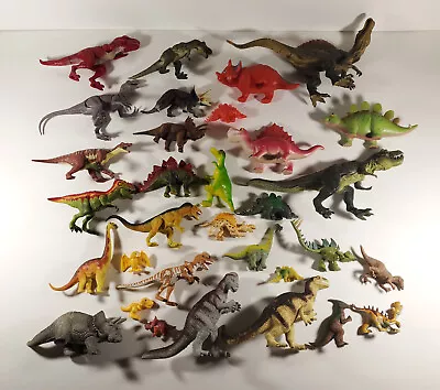 Variety Lot Of 32 Dinosaur Toys UKRD Marx Recasts Jurrasic World Funny Realistic • $79.99