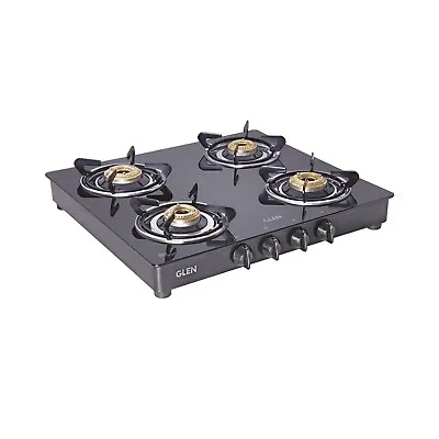 Glen 4 Brass Burner Gas Stove 6 Mm Thick Toughened Glass Manual Ignition Cooktop • $395.53