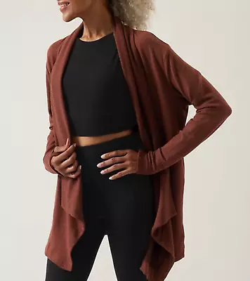 ATHLETA MAHOGANY POCKETS NIRVANA PRANAYAMA RESTORE WRAP CARDIGAN TALL Sz XLT • $56.99