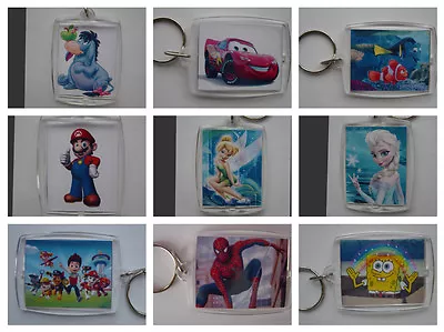 Cartoon Characters Photo Keyrings / Bag Tag Clear Plastic • £1.94
