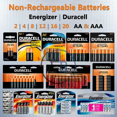 Non-Rechargeable AA OR AAA Batteries Lithium Lot Alkaline Energizer OR Duracell • $16.99