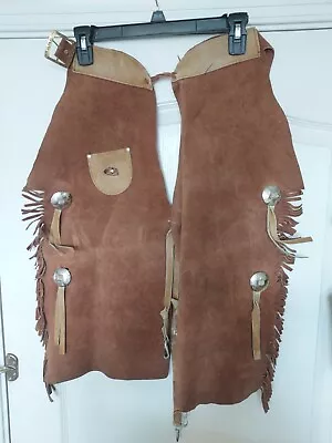 COWBOY RAWHIDE CHILDS VEST & CHAPS CIRCA 1950s. VERY GOOD CONDITION. • $79.99