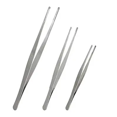 3pcs Stainless Steel Tweezer Set 8 10 12 Long Tweezers With Precision Serra • $12.29