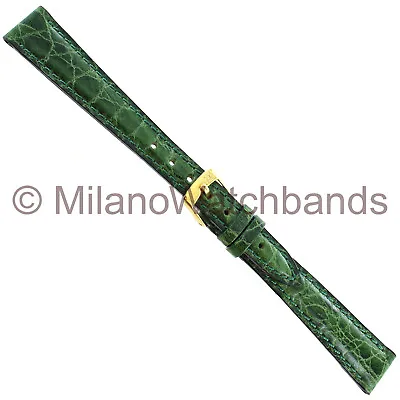 14mm Morellato Crocodile Grain Green Padded Leather Ladies Watch Band 751 • $22.45