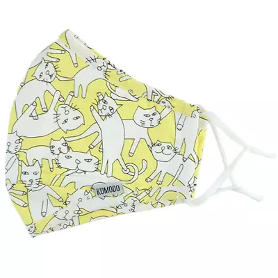 Reusable Cloth Face Mask - Kitty Kat Yellow • $15