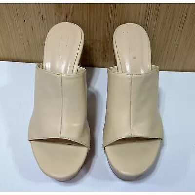 ZARA - Women's Leather Platform Sandals - Beige - # 38 • $23.20