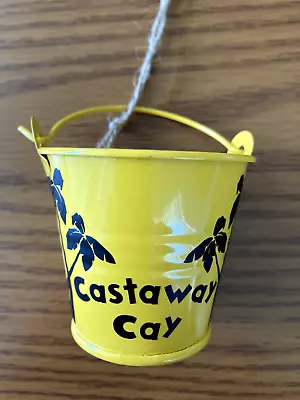 Disney Cruise Line Castaway Cay Yellow Metal Sand Bucket Ornament New • $17.99