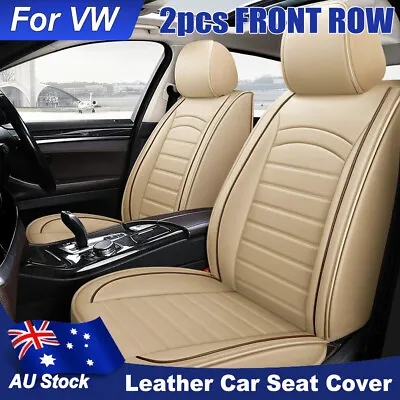 Upgraded Leather Car Seat Covers For Volkswagen 2pcs Front Auto Protector Beige • $100.50