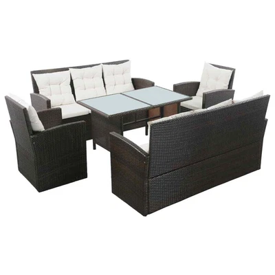 $1383.99 • Buy 5 Piece Garden Lounge Set With Cushions Poly Rattan Brown VidaXL