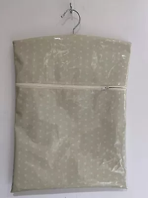 Hand Made OILCLOTH Peg/Hanging Storage Bag Zipped 12½  X 16  Taupe / Stars • £6.95