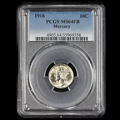 1916-p Mercury Dime ✪ Pcgs Ms-64-fb ✪ 10c Silver Coin Full Bands 358 ◢trusted◣ • $154.95