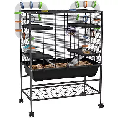 PawHut Large Hamster Cage Rat Cage W/ Wheels Tubes Storage Shelf Ramps • £103.99