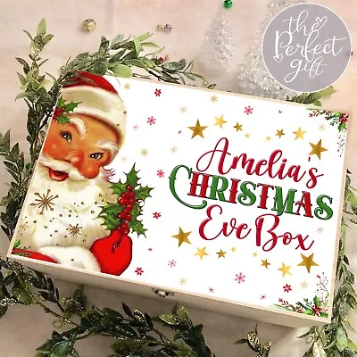 Personalised Father Christmas Eve Box Wooden Santa Boys Girls Gift Reindeer Xmas • £25.99