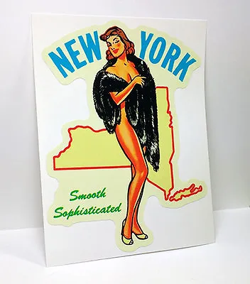 New York State Pinup Vintage Style Travel Decal Vinyl StickerLuggage Label • $4.69