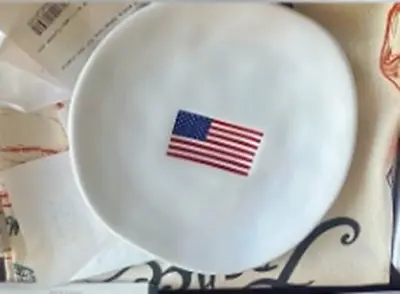 Williams Sonoma American Flag Salad Plates Set 4 Melamine July 4th Patriotic New • $70.80