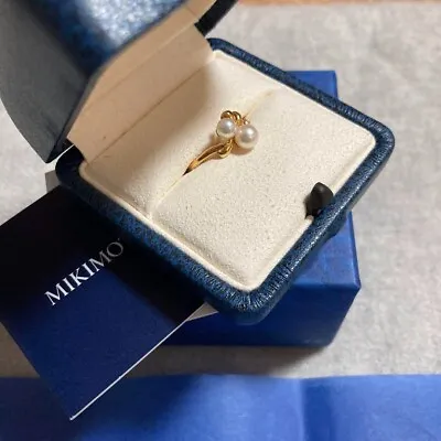 MIKIMOTO Akoya Pearl K18 Yellow Gold Ribbon Motif Ring With Box Size 4US • $339.99
