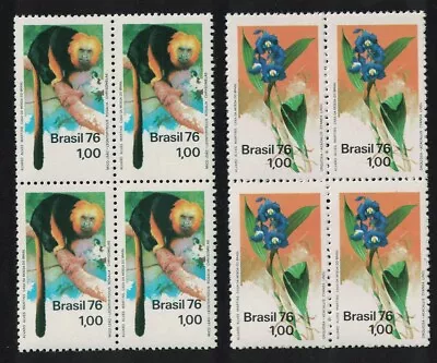 Brazil Nature Protection Tamarin Orchid 2v In Blocks Of 4 1976 MNH • $6