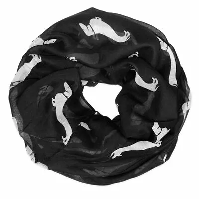 Loop Scarf With Dackeln / Round Scarf IN Black Dachshund Motif Animals Scarf • $24.60