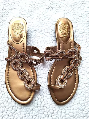 Vince Camuto Copper Metallic With Crystal Beads Sandal SZ 9 • $30