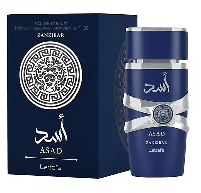 Asad Zanzibar By Lattafa For Men Eau De Parfum Spray 3.4 Oz New In Box Free Ship • $44.89