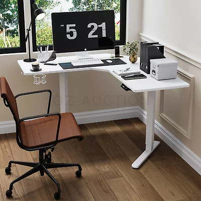 Sit Stand Corner Desk L Shaped Standing Up Computer Office Gaming Study White • $329.95