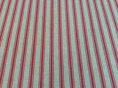 Linen Ticking Stripe Fabric PINK RED Curtain Craft Blind Upholstery • £2.99