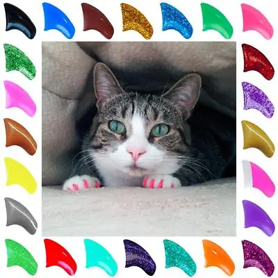 Soft Purrdy Paws Nail Caps For Cat Claws Grooming ~ 6 Month Supply XTRA ADHESIVE • $11.87