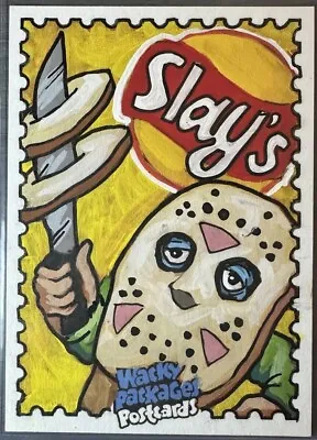 2023 Wacky Packages Postcards April Fools SKETCH Card SLAYS By Kimber Grobman • $149.99