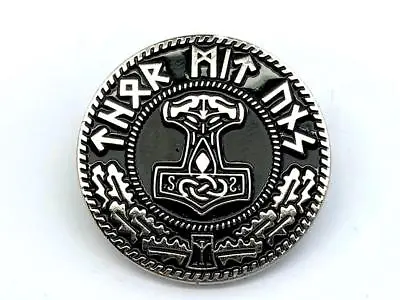 Thor's Hammer Mjolnir Viking Silver Metal Pin Badge • £4.39