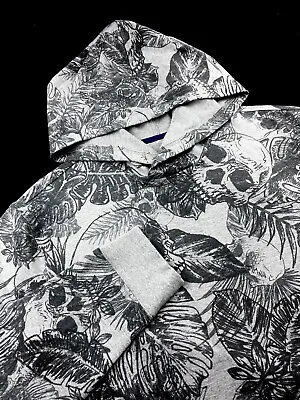 Robert Graham SKULL HEAD Floral Print Hooded Pullover Sweater Gray XL $198 • $59.95