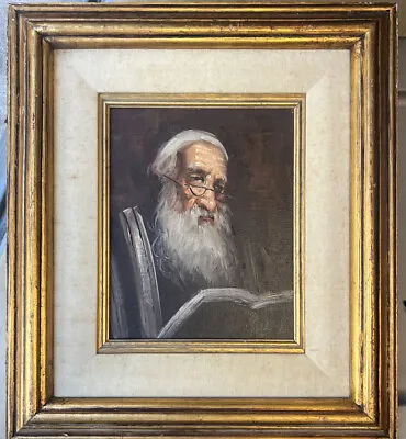 Antique Oil Painting Of A Rabbi Signed M. Golden Canvas 15.5” X 18” • $150