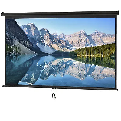 16:9 HD Projection Projector Screen Manual Pull Down For Home Movie Theate 100'' • $56.58