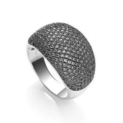 Designer - J.Jaz Micro Pave Cocktail Ring - Black- JZR007 • $168.73