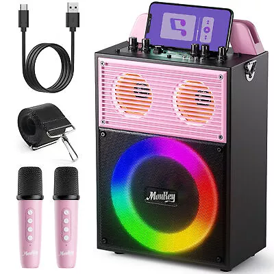 Moukey MPS4 Singing Machine Karaoke TWS Portable Bluetooth Speaker Wireless Mic • $42.99