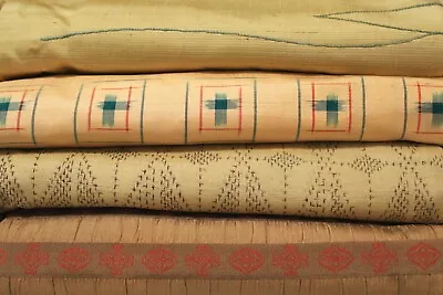 Lot Of 4 Japanese Silk Kimonos - Neutral Beige Bundle Tsumugi Meisen • $50