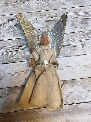 Vintage 1940s Noma Composition  Christmas Angel Tree Topper Silver Wings Stars • $31