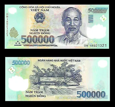 1 Million Vietnam Dong = 2 X 500000 UNC Vietnamese Banknotes! • $179.48