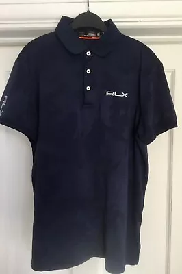 Rlx Golf Ralph Lauren Navy Blue  Camo Men’s Pro Fit Tour Golf Polo Shirt Medium • £39.99