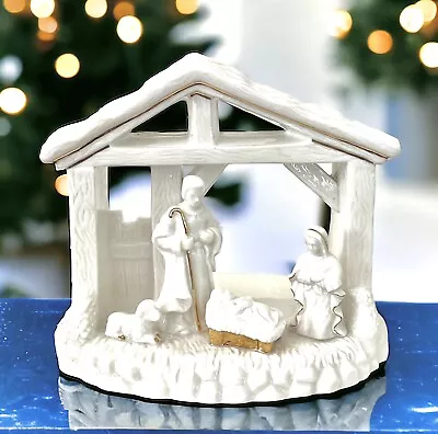 Mikasa THE HOLY FAMILY NATIVITY White Tealight Candle Holder Holiday Elegance • $9.99