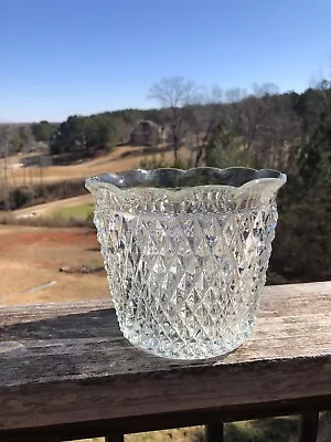 Vintage LEADED CRYSTAL CUT GLASS ICE BUCKET  Or Flower Pot Rare 5.5” Tall • $39.19