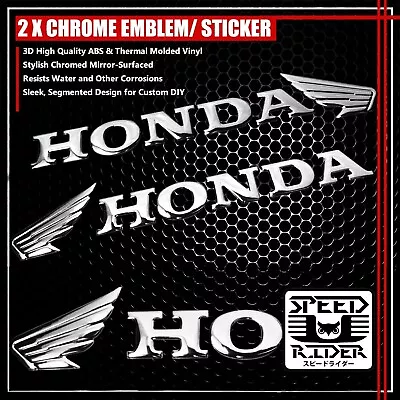 $13.95 • Buy Pair 6.25  3d Abs Honda Wing Logo Emblem Decal+letter Sticker Chrome Silver