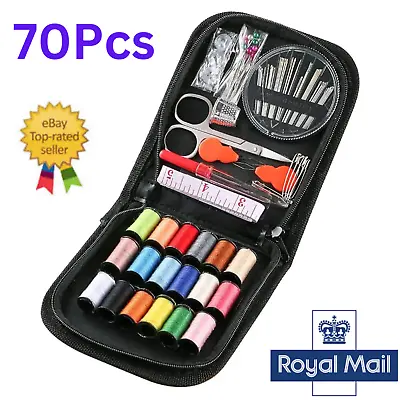 70pc Large Portable Sewing Kit Home Travel Case Needles Thread Scissors Set Box • £6.29