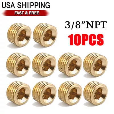 10Pcs 3/8  NPT Male Brass Internal Hex Head Socket Pipe Plugs End Cap USA Stock • $12.29