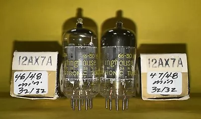 Matched Pair Vintage 1966 Westinghouse USA 12AX7A Vacuum Tubes. TV-7 Tested • $64.95